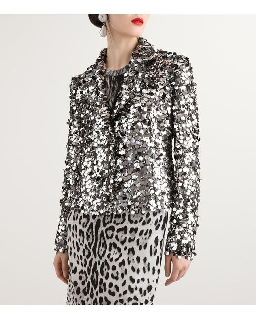Dolce & Gabbana Black Sequined Blazer