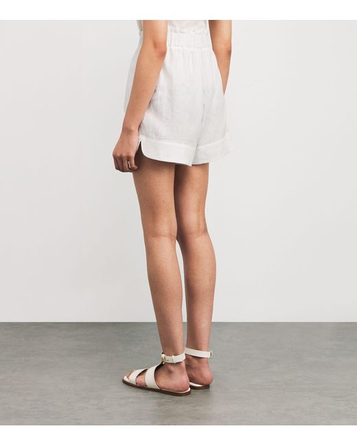 Eleventy White Linen Drawstring Shorts
