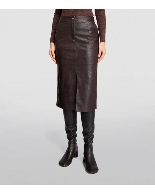 Max Mara Brown Ethel Mid-rise Faux-leather Midi Skirt X