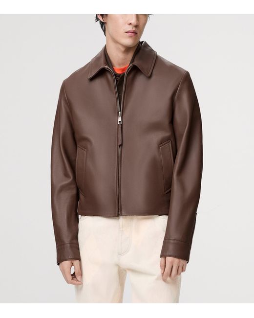 Loewe Brown Reversible Leather Jacket for men