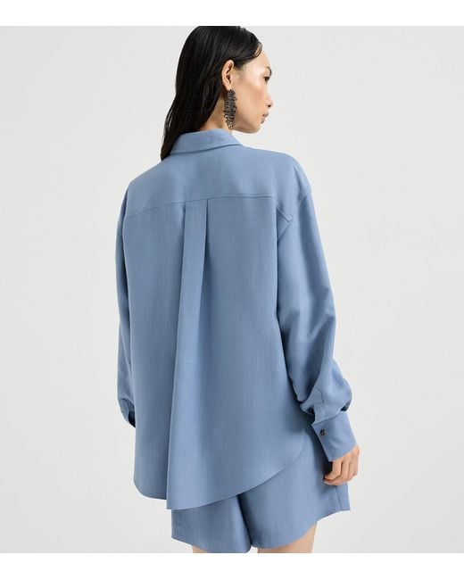 Brunello Cucinelli Blue Twill Twin-Pocket Shirt