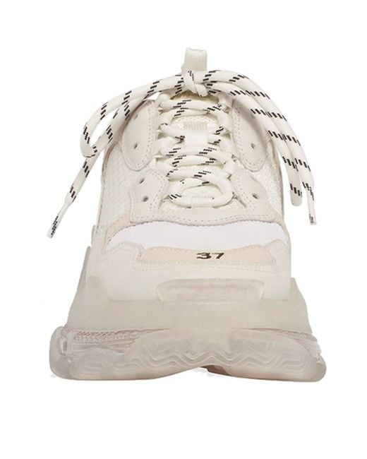 Balenciaga White Leather Triple S Sneakers