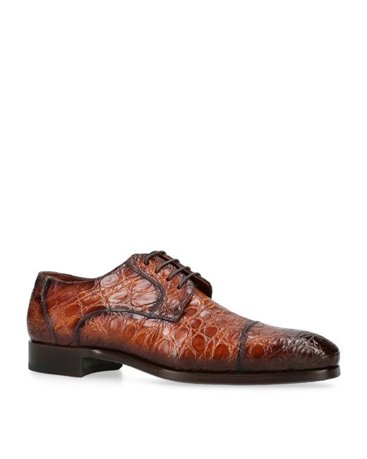 Magnanni Shoes Brown Crocodile Leather Oxford Shoes for men