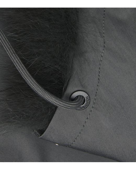 Yves Salomon Gray Waterproof Fur-Trim Parka Coat