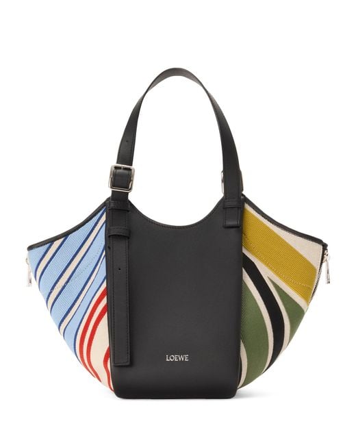 Loewe Black Medium Canvas Hammock Flip Tote Bag