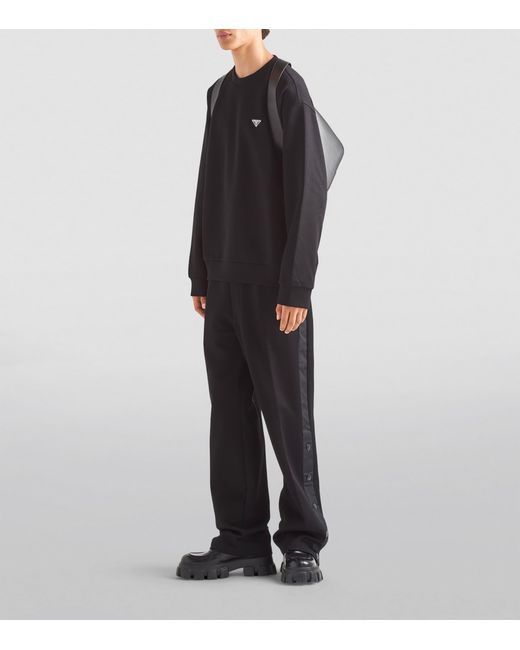 Prada Blue Logo-Plaque Sweatshirt for men