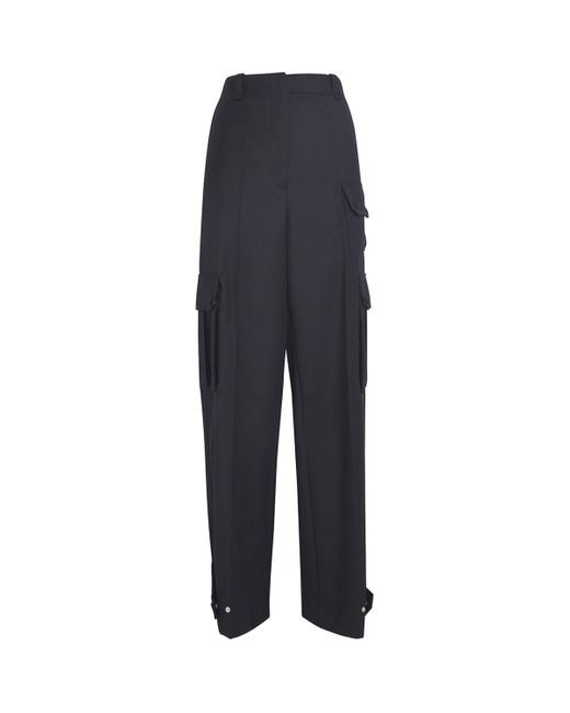 Sandro Blue Wool-Blend Cargo Trousers