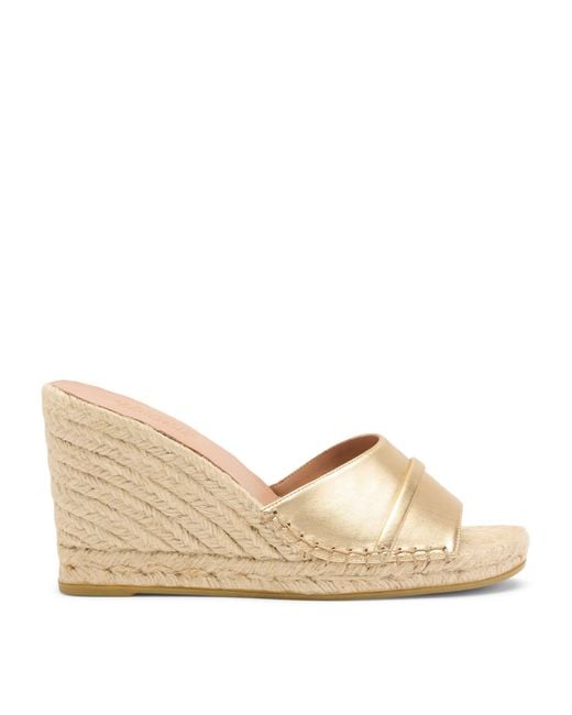 Malone Souliers Natural Metallic Leather Soleil Wedge Espadrilles 85