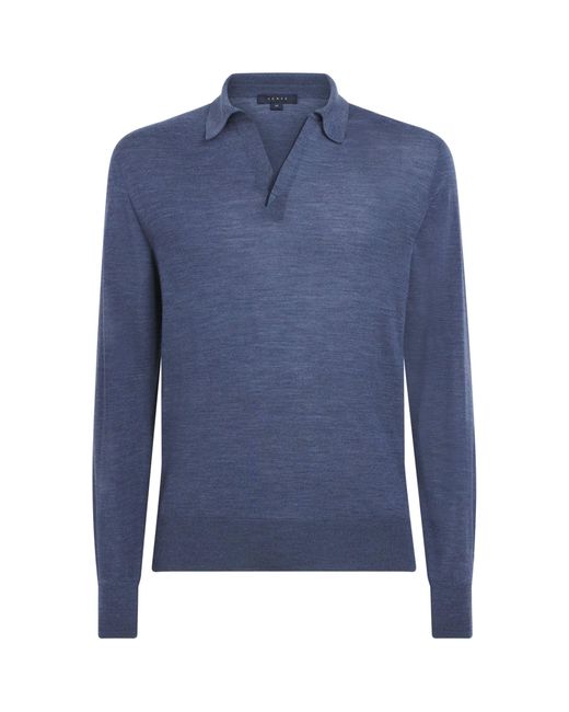 Sease Blue Virgin Wool Polo Shirt for men