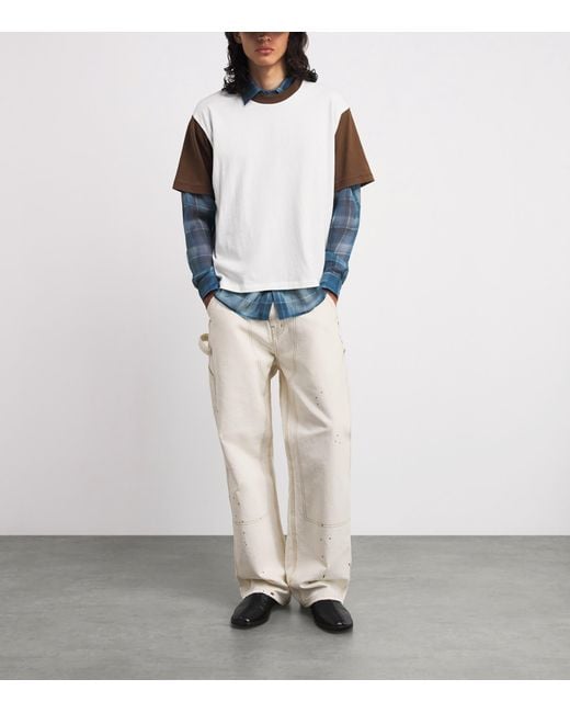 CHERRY LA Gray Cotton Paint Splatter Carpenter Trousers for men