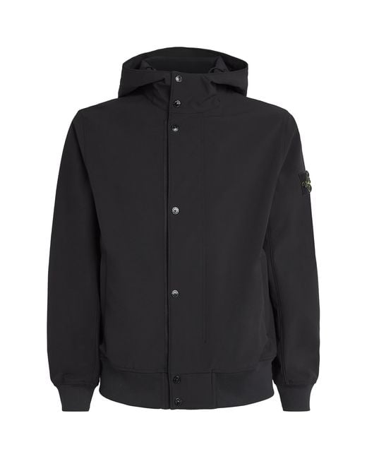 Stone Island Black Light Soft Shell-R Hooded Jacket for men