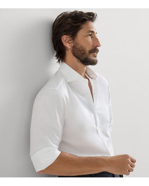 Brunello Cucinelli White Cotton Twill Shirt for men
