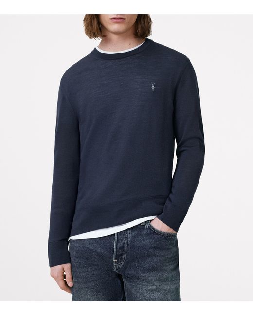 AllSaints Blue Wool Mode Sweater for men