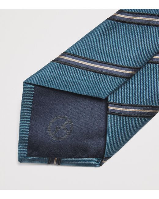 Giorgio Armani Blue Silk Regimental Stripe Tie for men