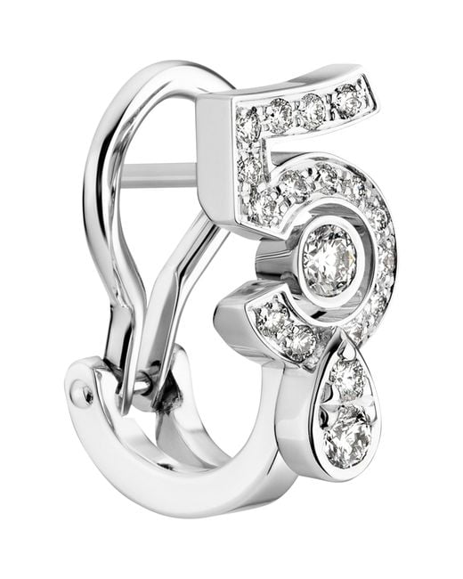 Chanel White And Diamond N˚5 Single Clip-On Earring