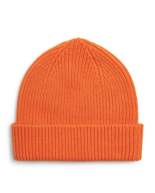 Le Bonnet Orange Lambswool-Caregora Classic Beanie for men