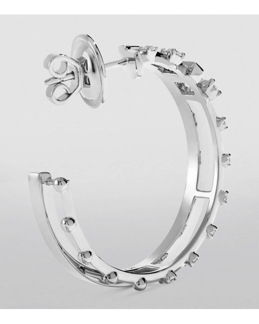 Marli New York White And Diamond Avenues Hoop Earrings