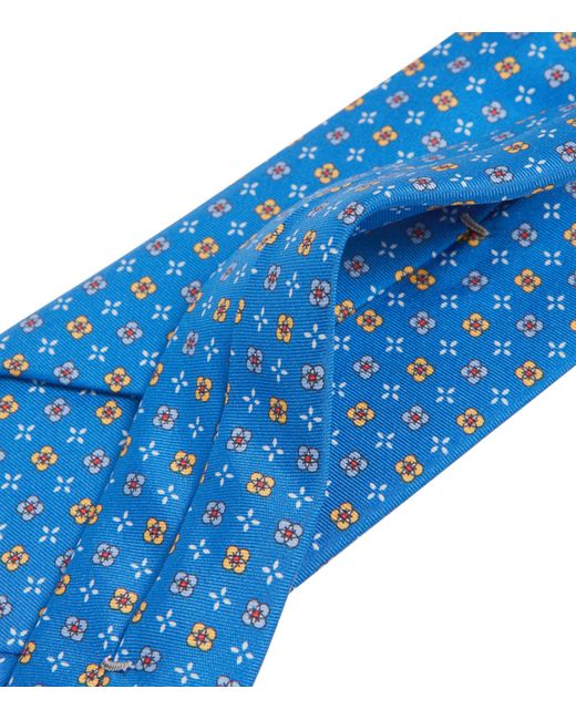 Canali Blue Silk Floral Tie for men