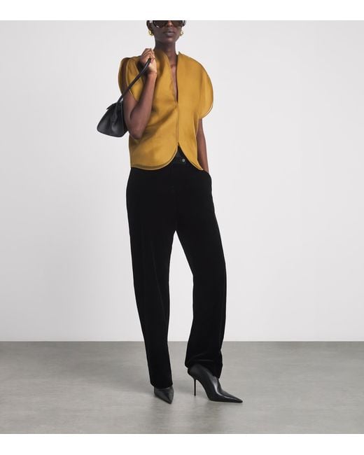 Khaite Black Velvet Hunter Straight Trousers