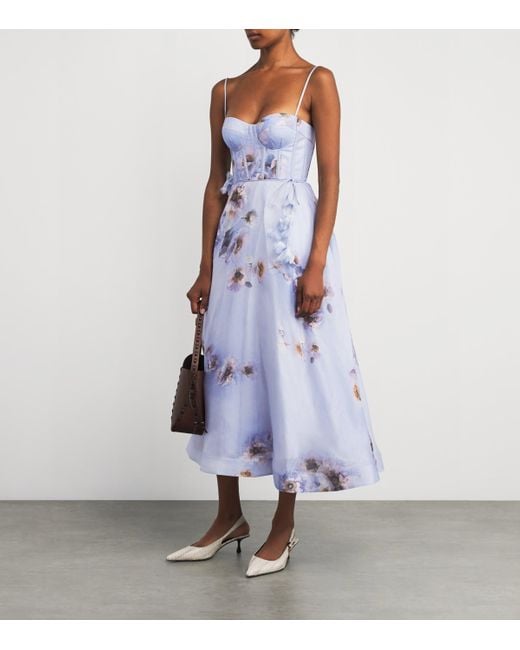 Zimmermann Purple Linen-Silk Hypnotic Picnic Midi Dress