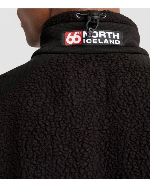 66 North Black Shearling Tindur Fleece Gilet for men