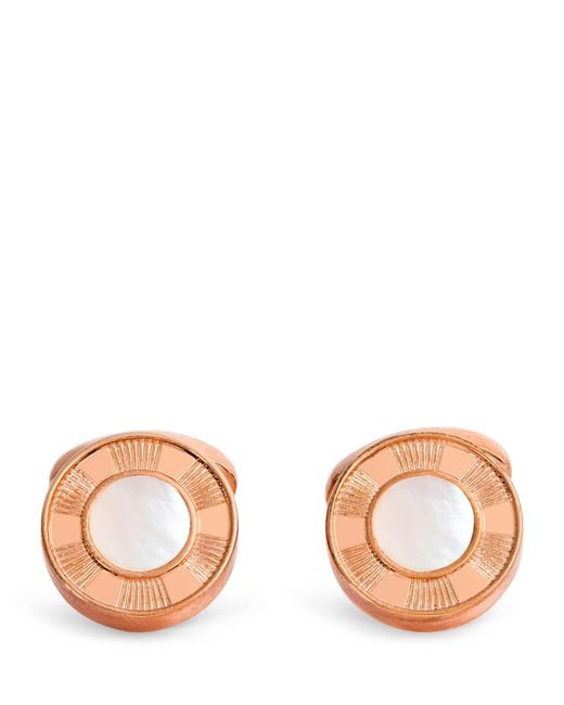 Babette Wasserman Brown Rose-Plated Mother-Of-Pearl Cufflinks for men
