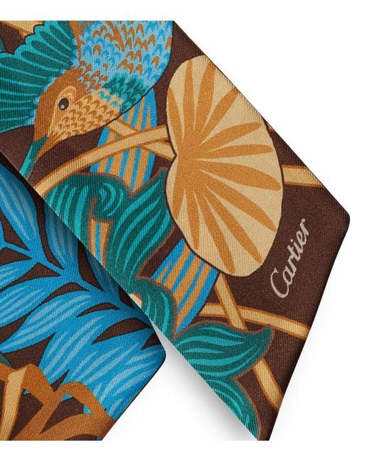 Cartier Blue Silk Panthère Jungle Scarf