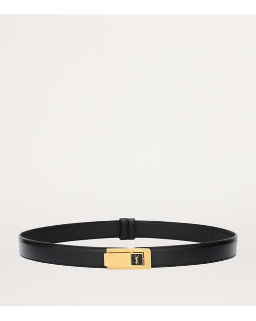 Saint Laurent White Leather Charniere Belt
