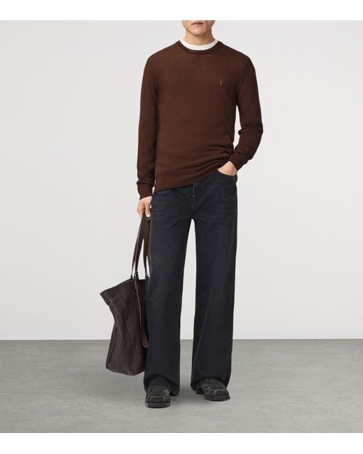 AllSaints Brown Merino Wool Mode Sweater for men