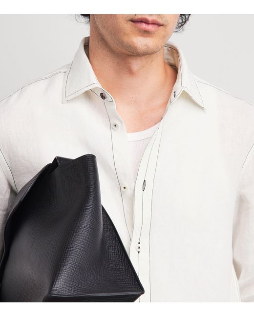 Paul Smith White Linen Contrast-Stitch Shirt for men