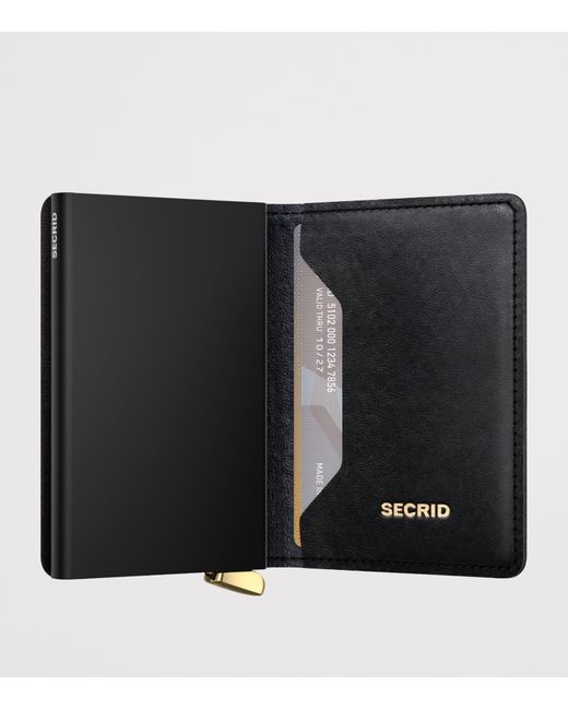 Secrid Black Leather Diamond-Embossed Slimwallet for men