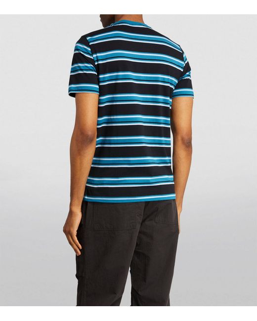 Fred Perry Blue Cotton Striped T-shirt for men