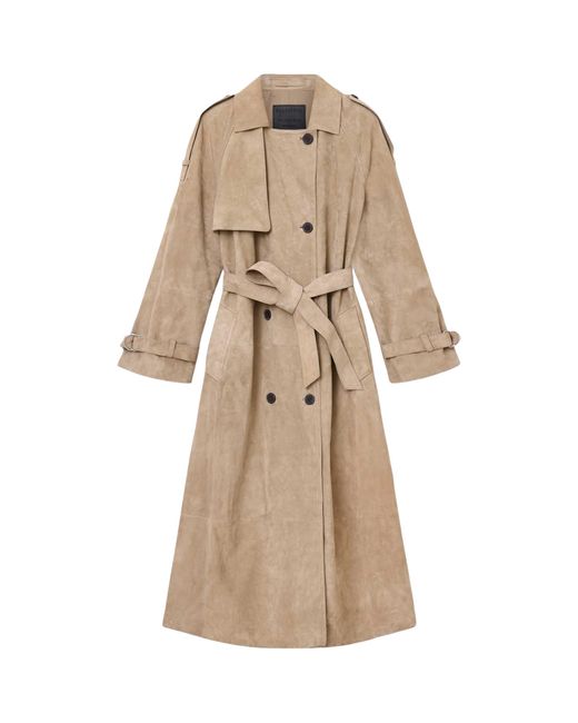 AllSaints Natural Suede Reed Trench Coat