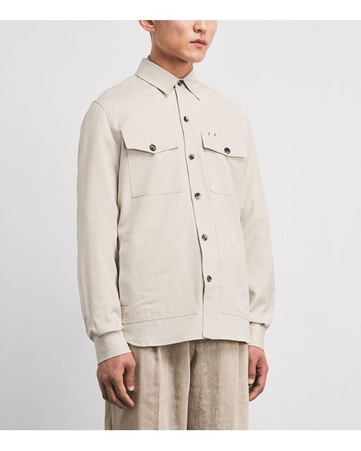 Isaia White Wool-Blend Overshirt for men