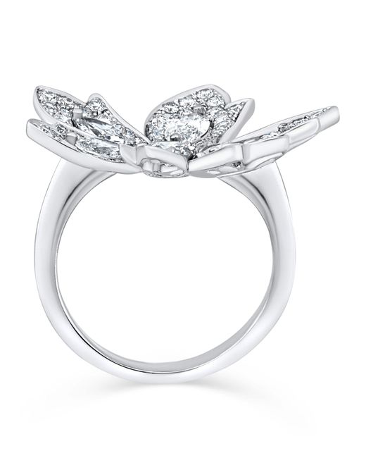 David Morris White And Diamond Palm Flower Ring