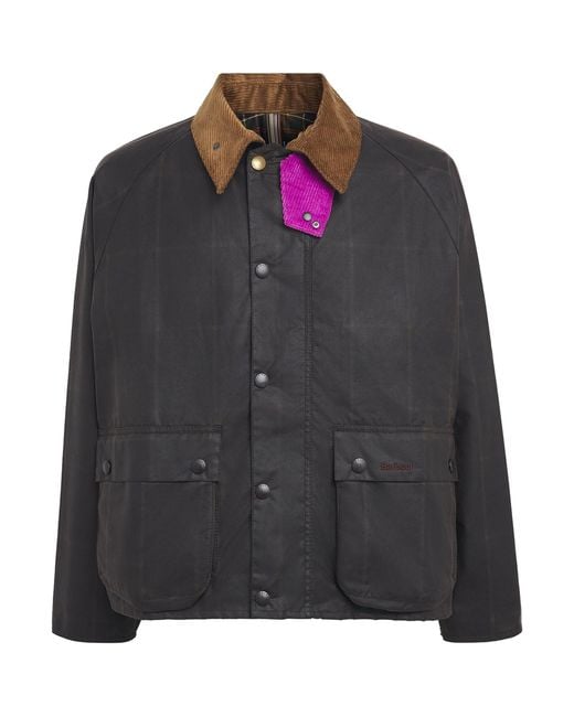 Barbour Black X Paul Smith Waxed Transport Windowpane Jacket for men