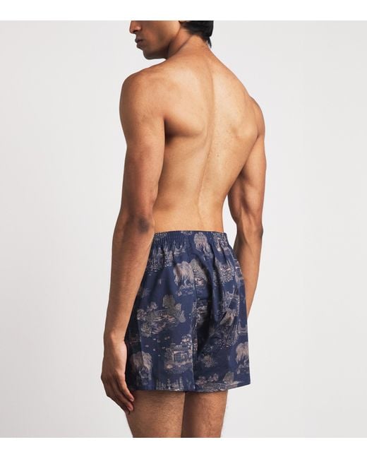Derek Rose Blue Cotton Boxer Shorts for men