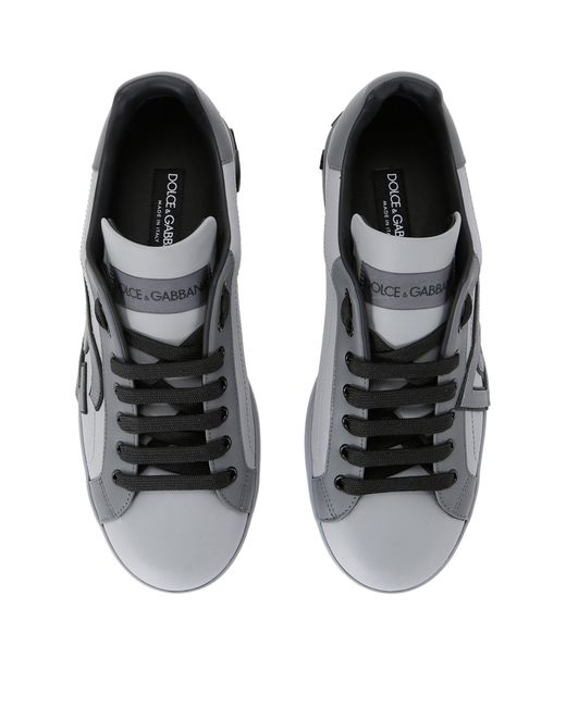 Dolce & Gabbana Gray Leather Portofino Sneakers for men