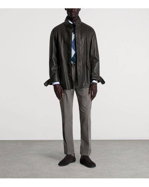 Dunhill Black Leather Jacket for men