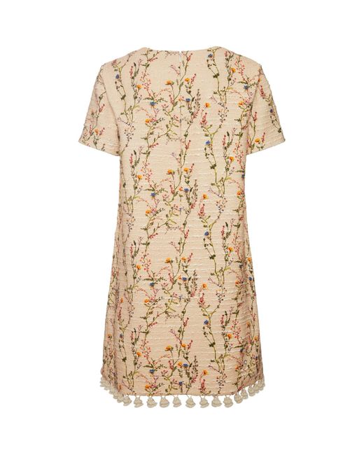 LaDoubleJ Natural Embroidered Swing Mini Dress