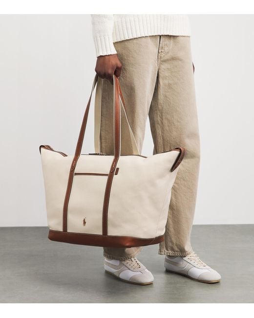 Polo Ralph Lauren Pink Large Canvas Shopper Tote Bag