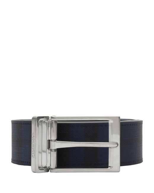 Burberry Blue Leather Check Reversible Belt for men