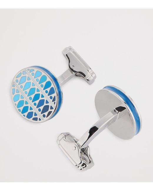 Tateossian Blue Bronze-Plated Cairo Leaf Cufflinks for men