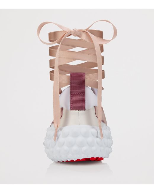 Christian Louboutin Pink Mara Suede-Trim Lace-Up Sneakers