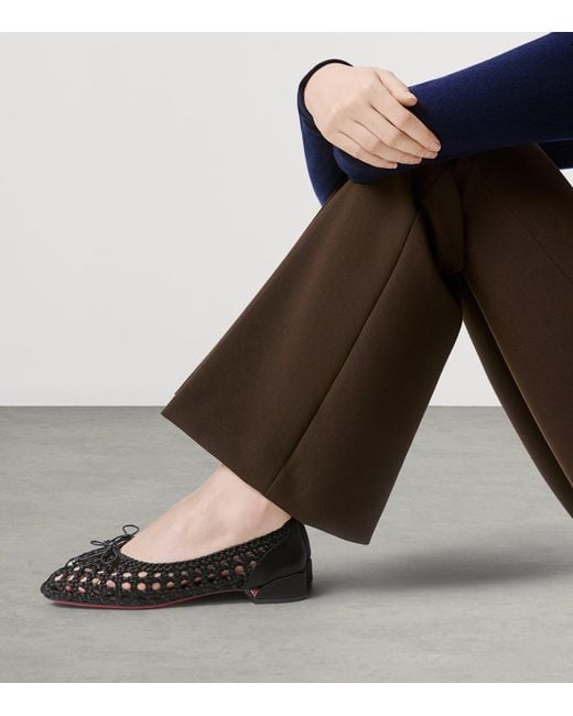 Christian Louboutin Black Sweetie Jane Silk Woven Ballet Flats