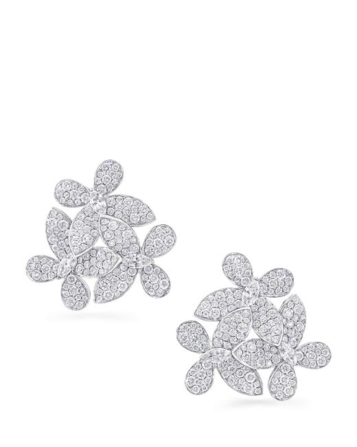 Graff White And Diamond Triple Butterfly Clip-On Earrings