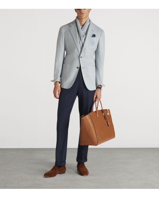 Dunhill Blue Cotton Gabardine Chinos for men