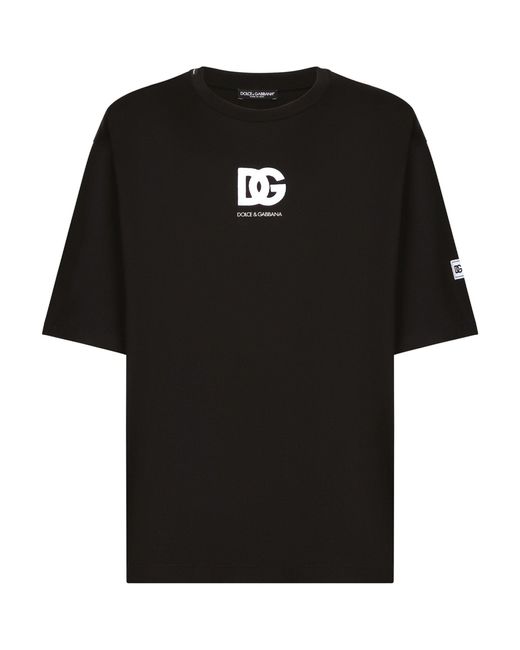 Dolce & Gabbana Black Cotton Logo T-shirt for men