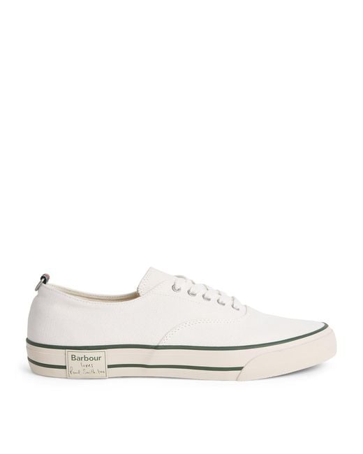 Barbour White X Paul Smith Embroidered Low-Top Sneakers for men