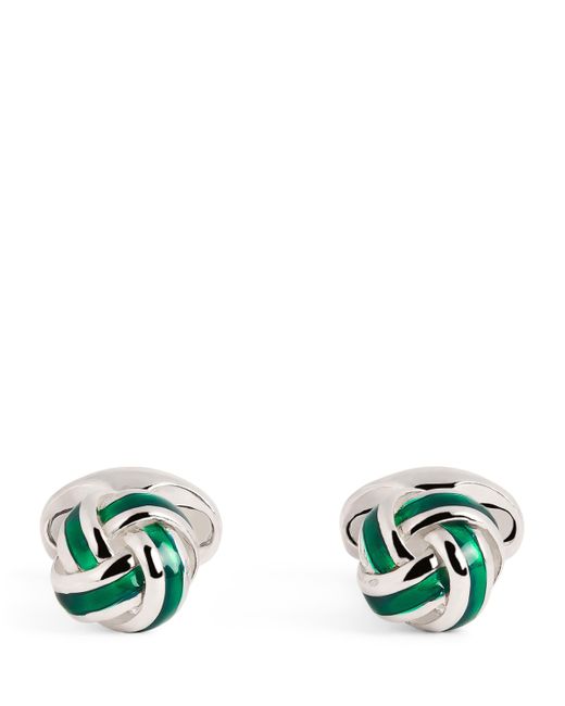 Deakin & Francis Green Sterling And Enamel Knot Cufflinks for men